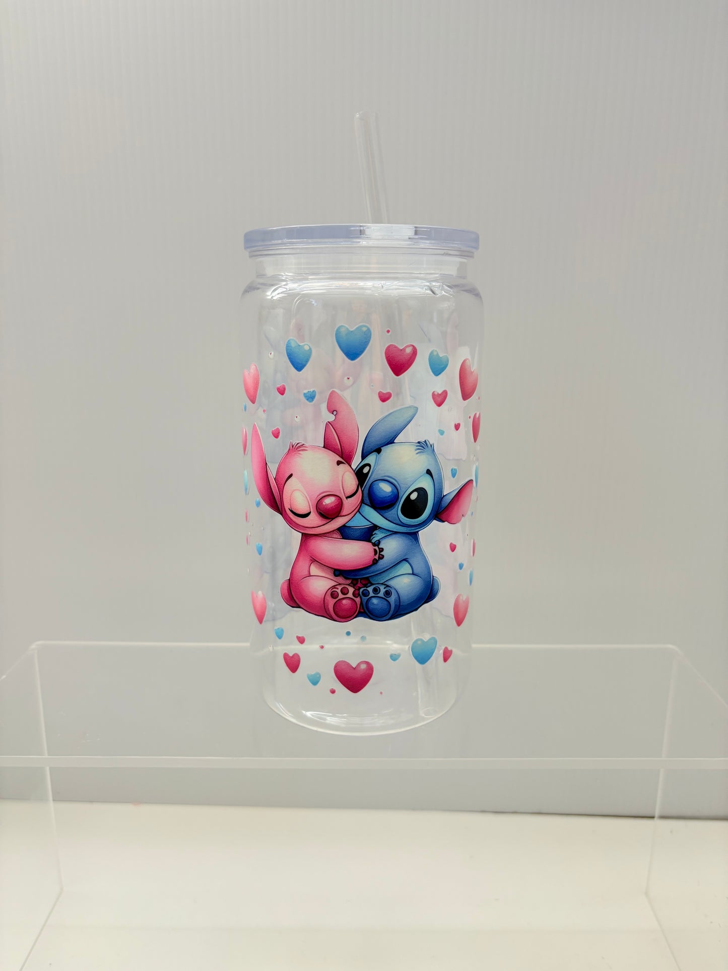 Beer can plastique 16 oz transparent