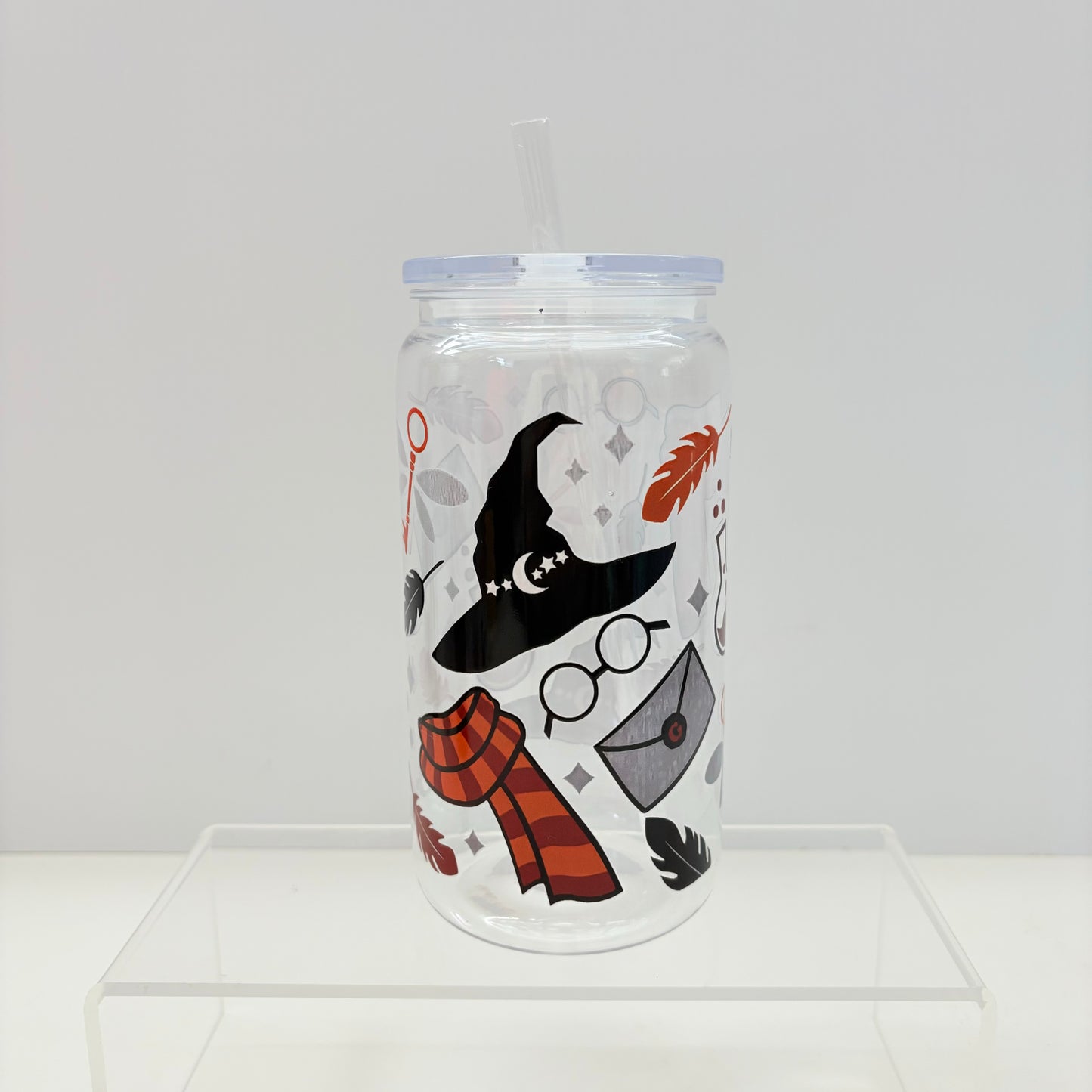 Beer can plastique 16 oz transparent