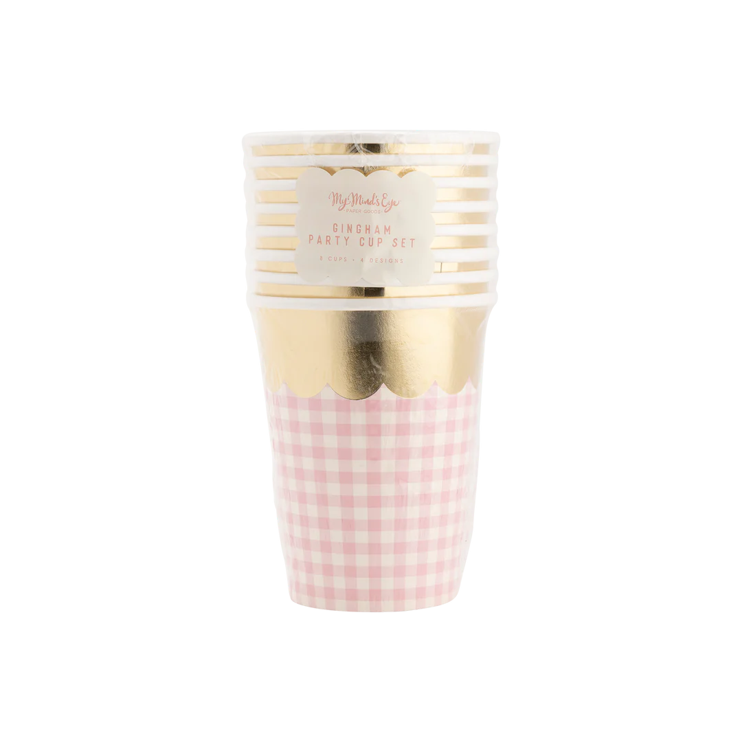 Verres gingham pastel (4 couleurs)