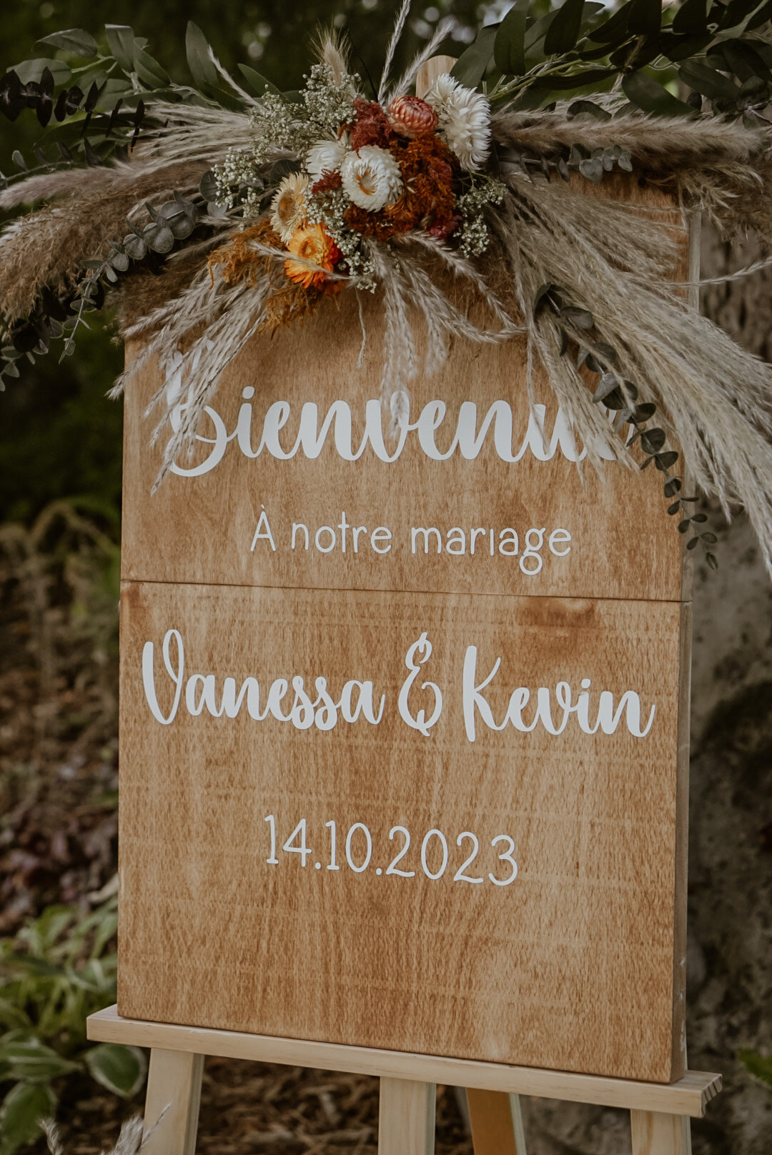 Affiche en bois bienvenue personnalisable