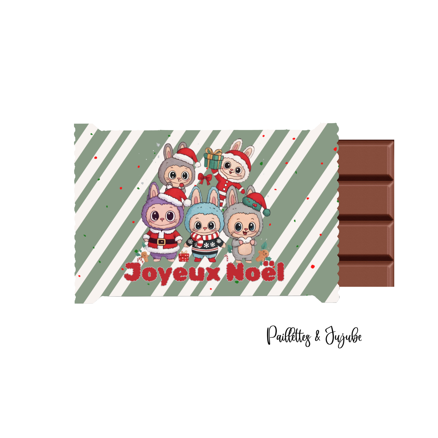 Barres de chocolat ''Joyeux Noël Labubu''
