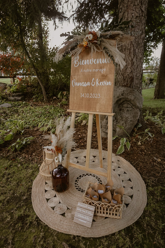 Affiche en bois bienvenue personnalisable