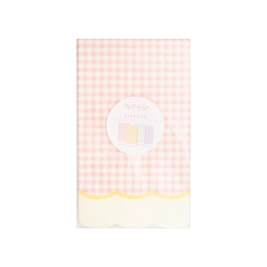 Serviettes gingham pastel ( 4 couleurs )