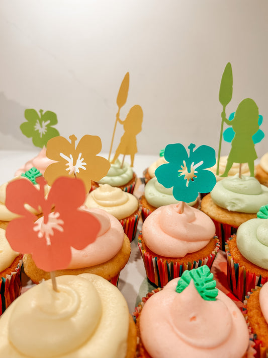 Cake topper Moana et fleur