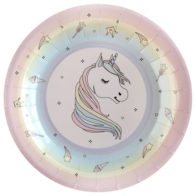 Assiette licorne rose