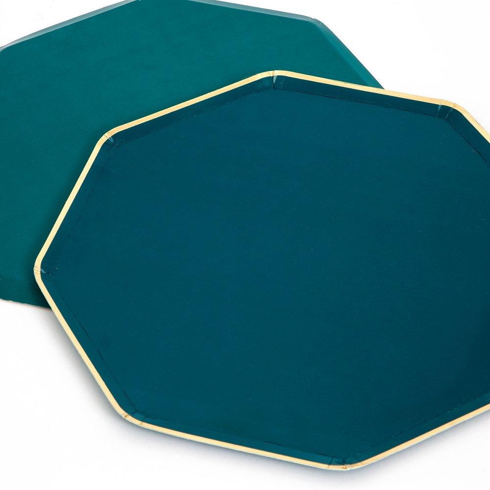 Assiettes uni bleu sarcelle foncé grande