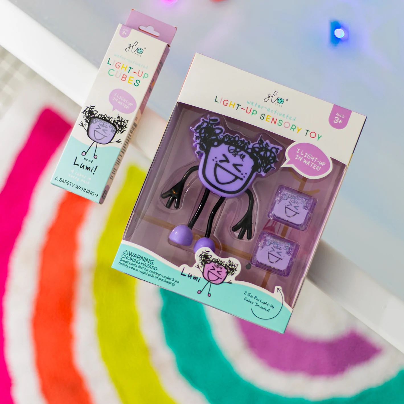 Glo Pals - Jouet avec 2 cubes lumineux activés par l'eau, Lumi