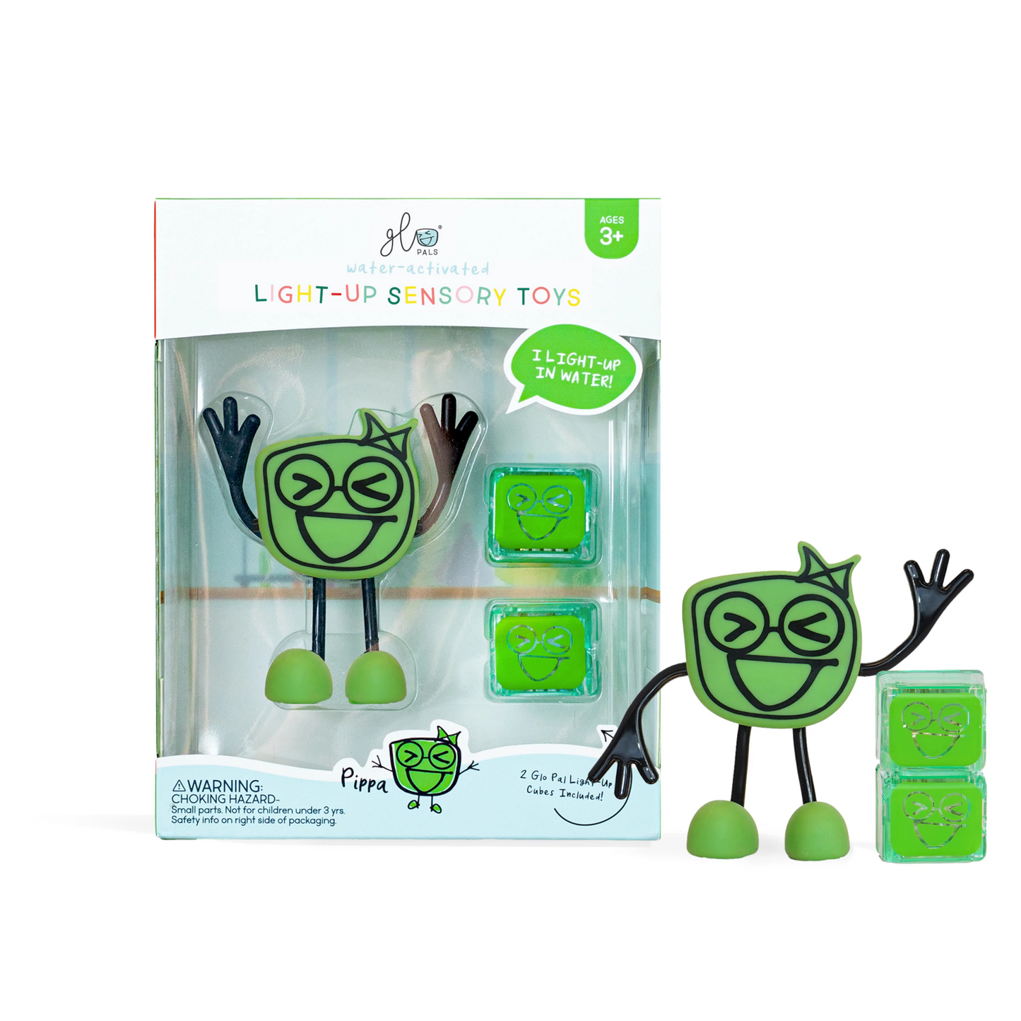 Glo Pals - Jouet avec 2 cubes lumineux activés par l'eau, Pippa