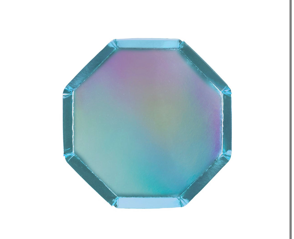 Assiettes bleu holographiques petite