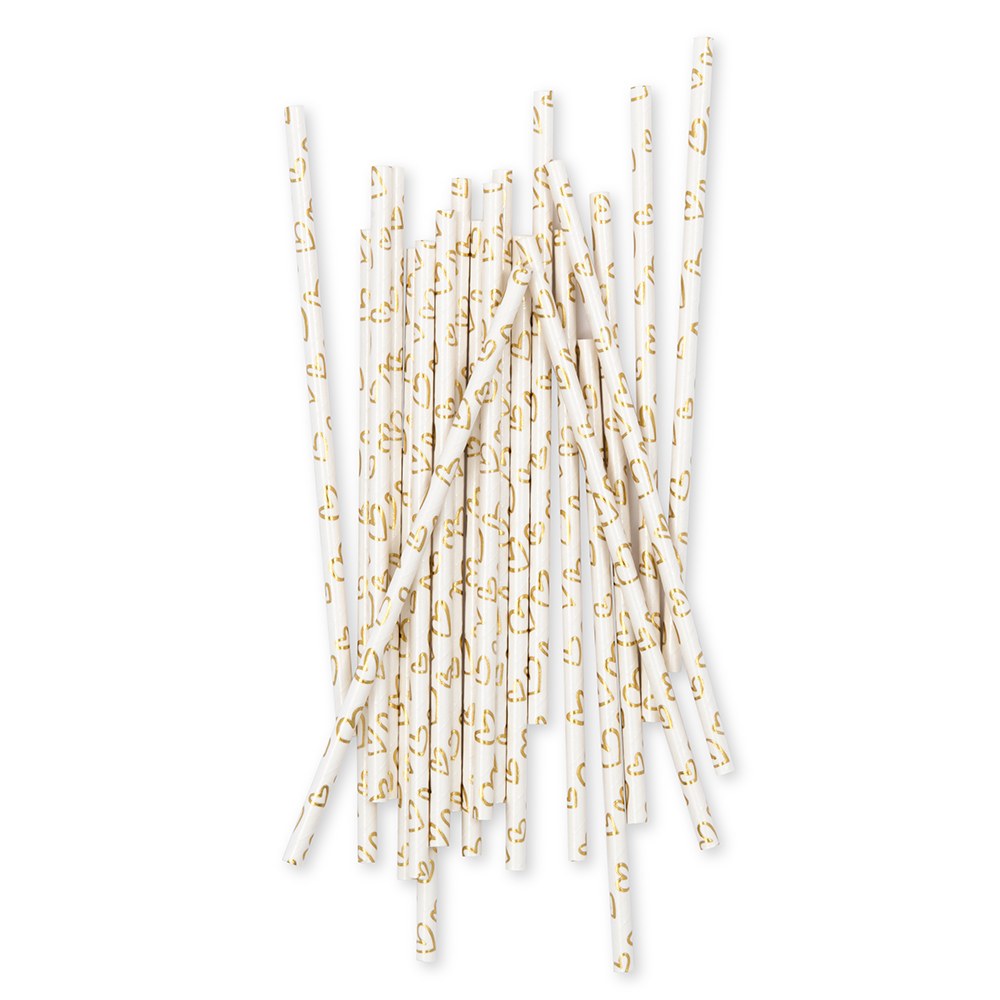 Pailles petits cœurs dorés (25pc)