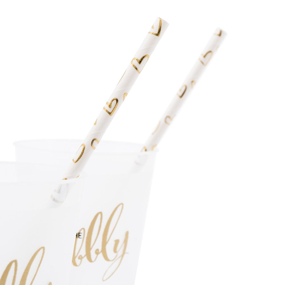 Pailles petits cœurs dorés (25pc)