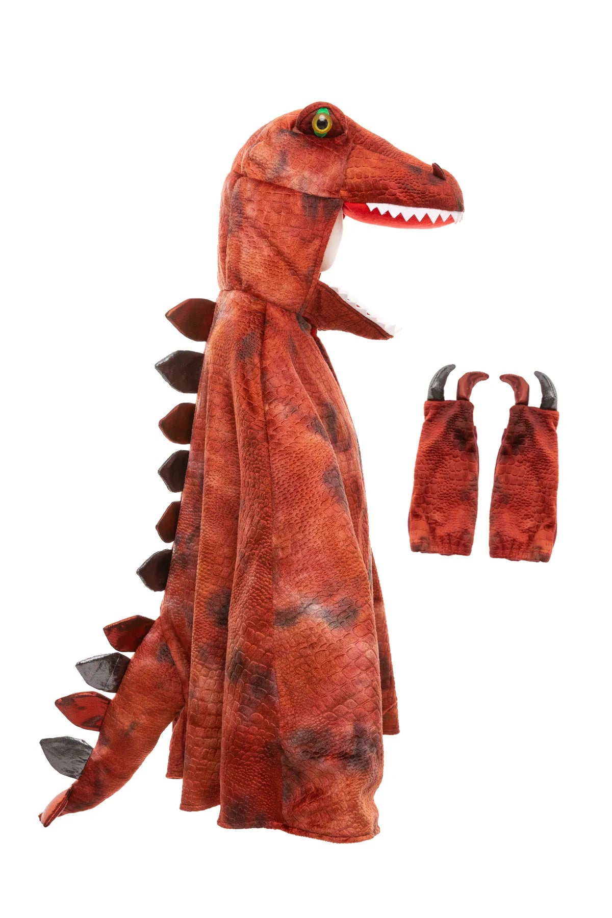 CAPE T-REX GRANDASAURUS ROUGE ET NOIRE AVEC GRIFFES 4-6 ans