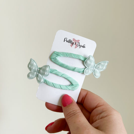 Duo clip clap papillon menthe