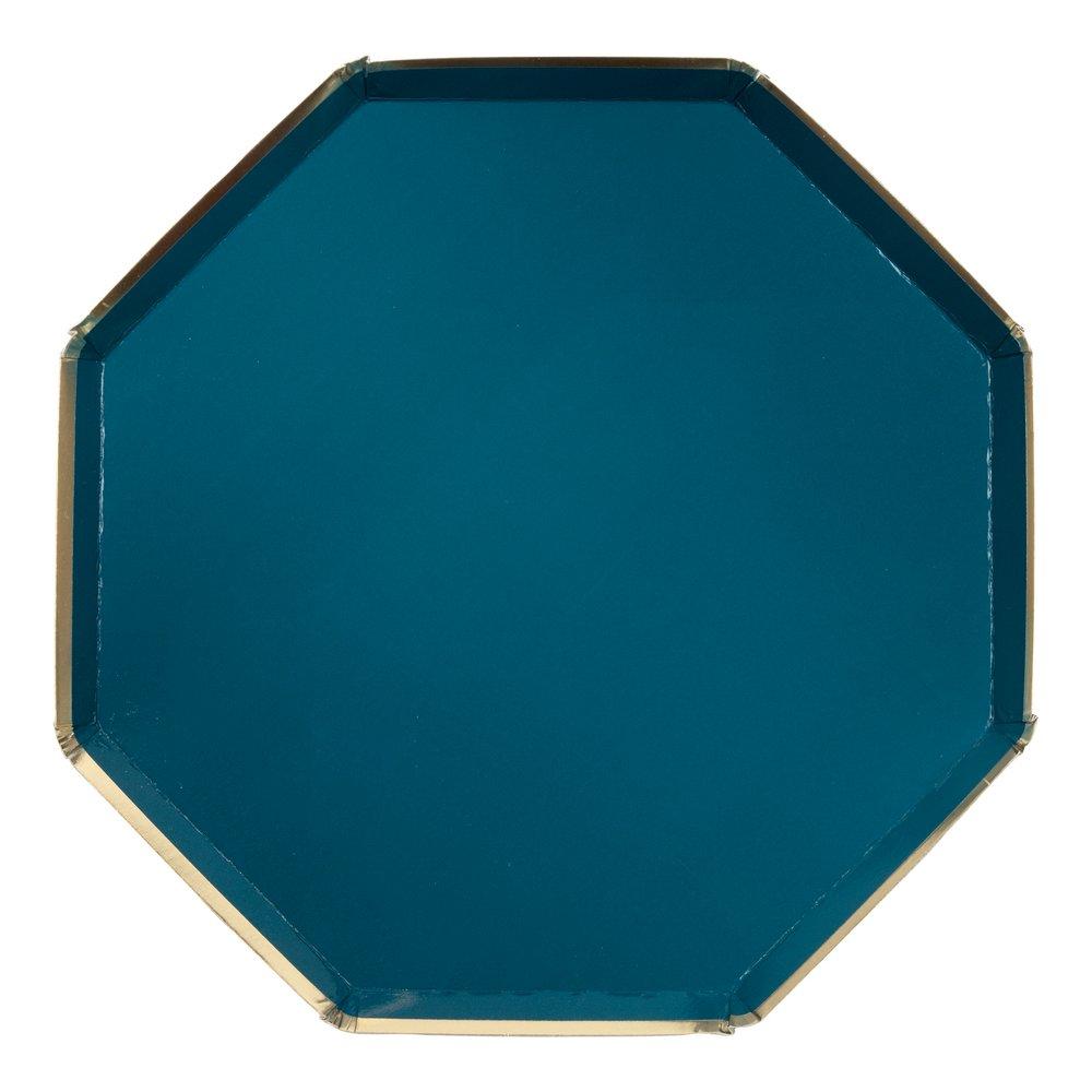 Assiettes uni bleu sarcelle foncé grande