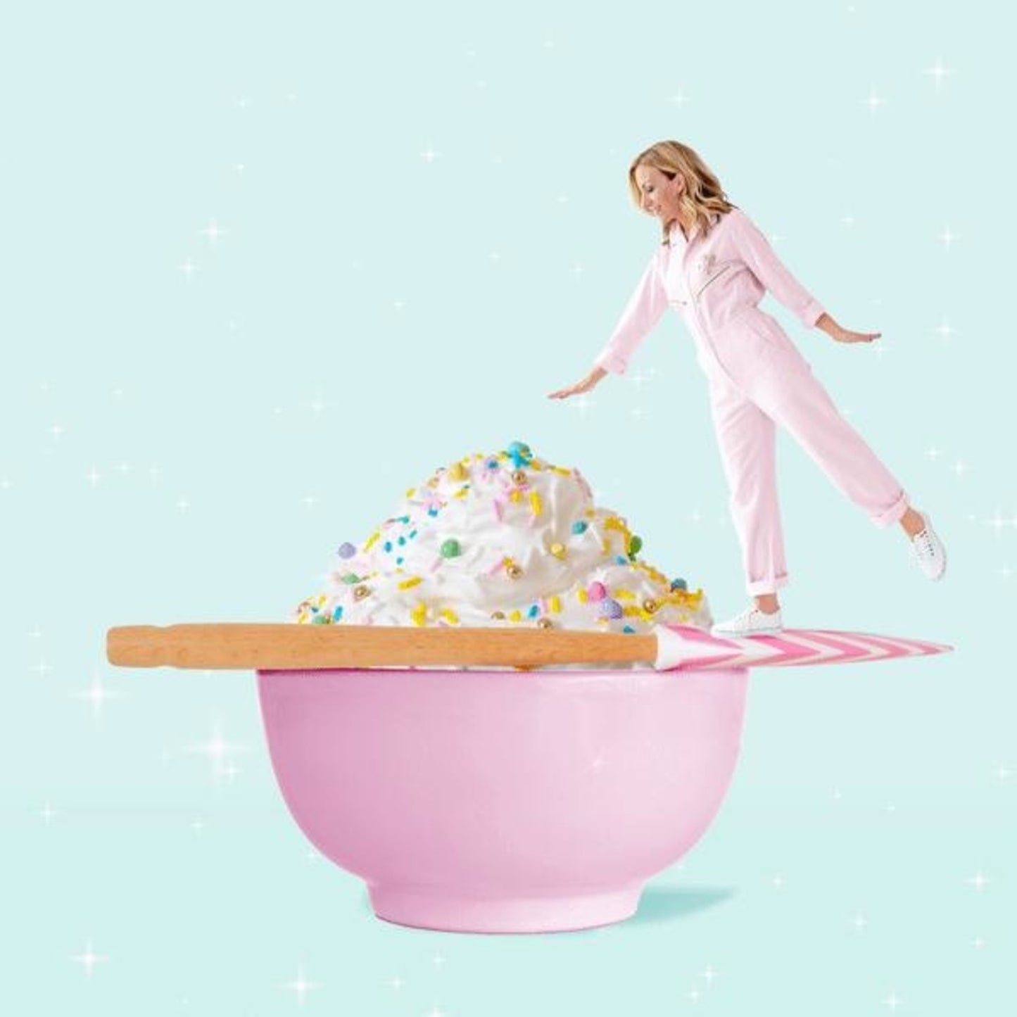 Spatule rayée blanc et rose