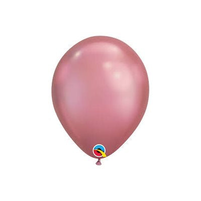 7" Ballon en latex mauve-rose chrome