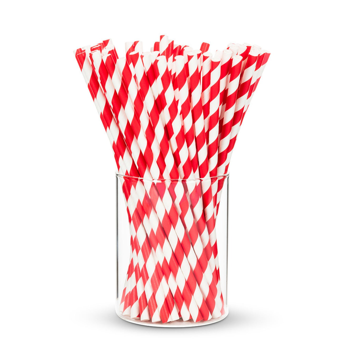 Pailles en papier - Lignées rouge et blanc (100pc)