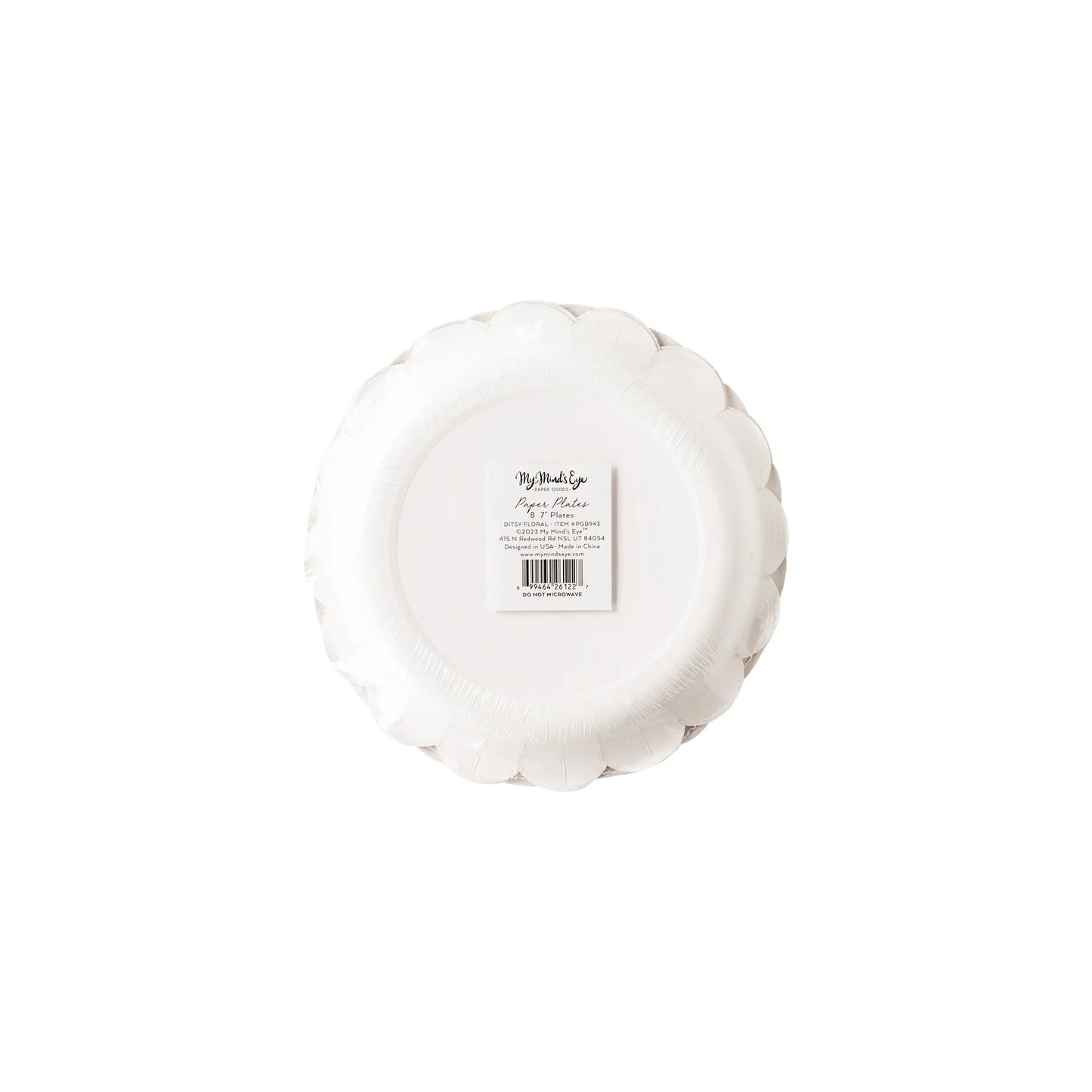 Assiette ronde festonnée de 7 po à petites fleur (8 pc)