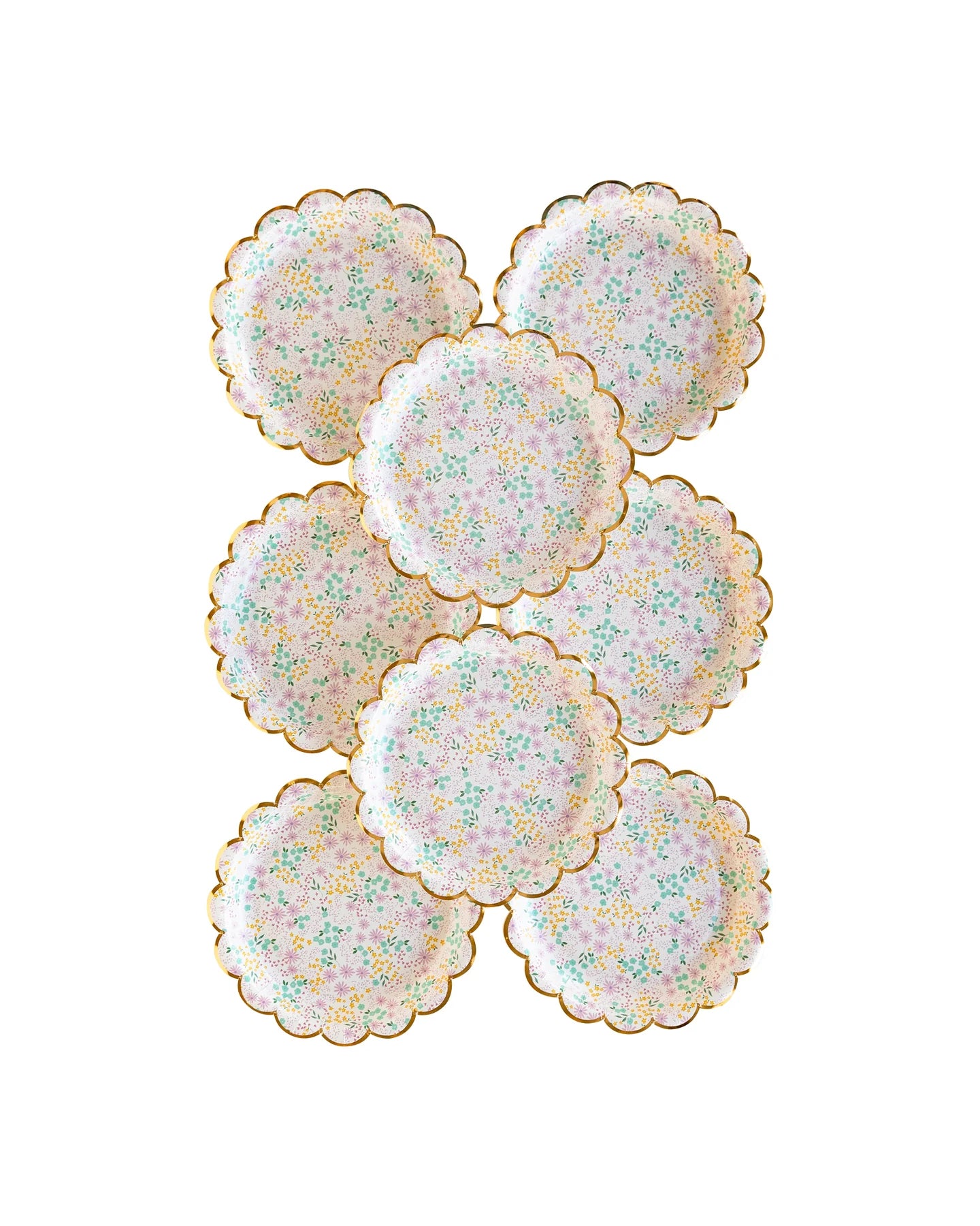 Assiette ronde festonnée de 7 po à petites fleur (8 pc)
