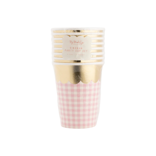 Verres gingham pastel (4 couleurs)