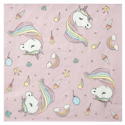Serviette licorne rose