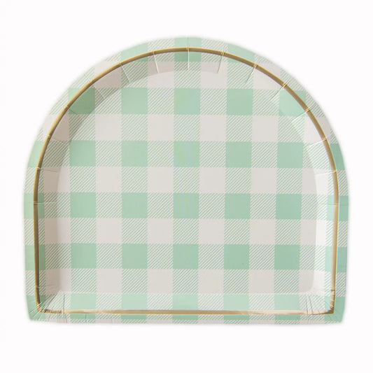 Assiettes gingham vert menthe