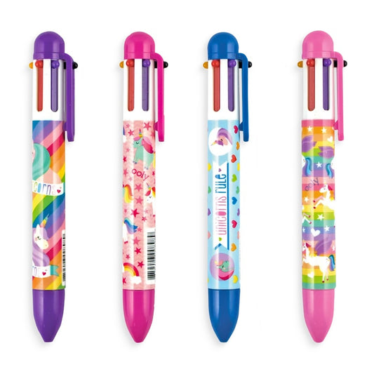 Stylo 6 couleurs licornes