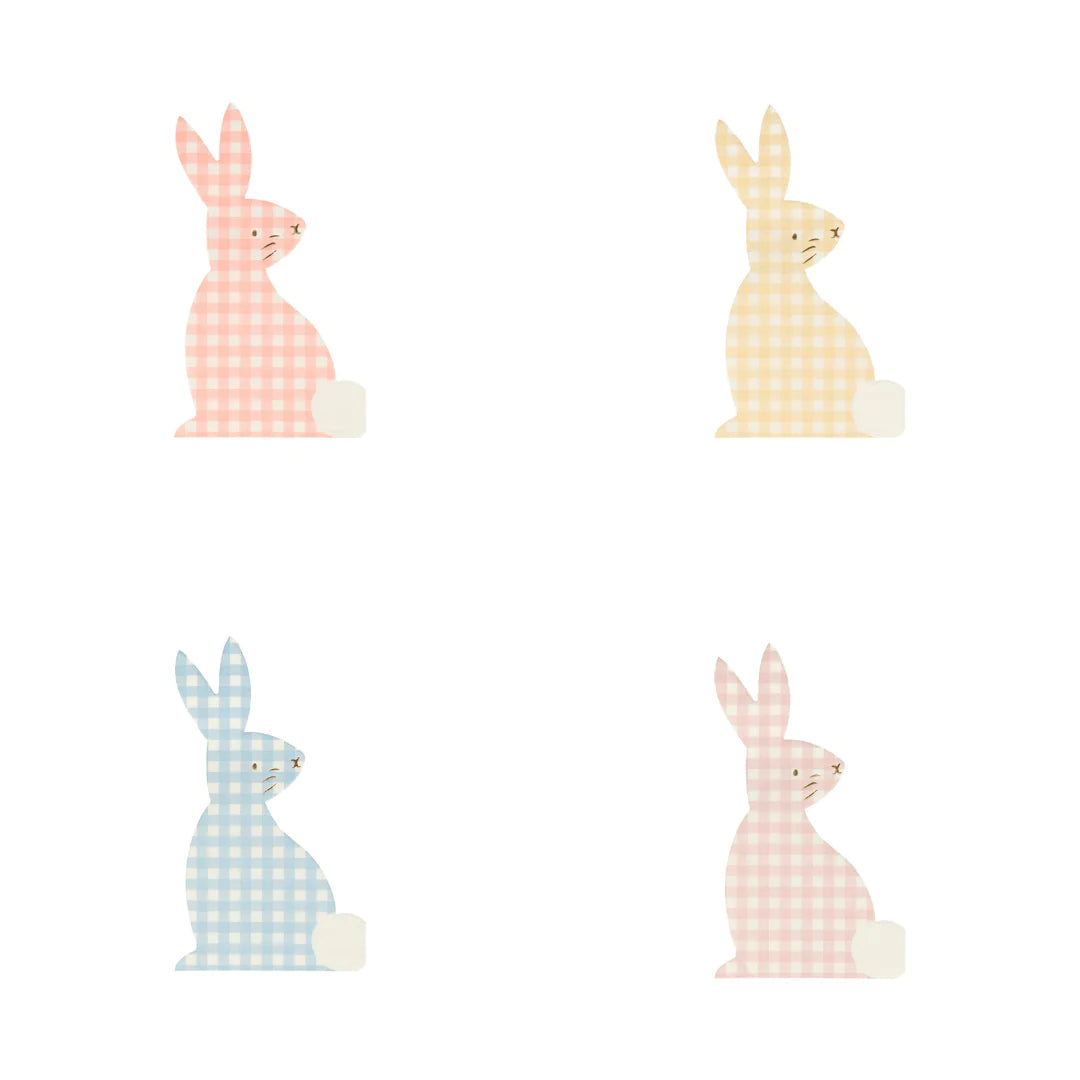 Serviettes de fête en papier gingham lapin de Pâques